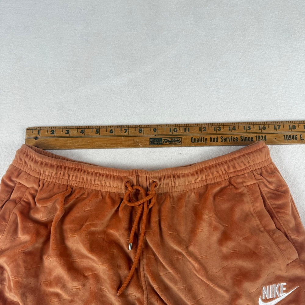 Nike Air Womens Velour Shorts Burnt Orange Embossed Logo Pockets Large - Picture 4 of 6